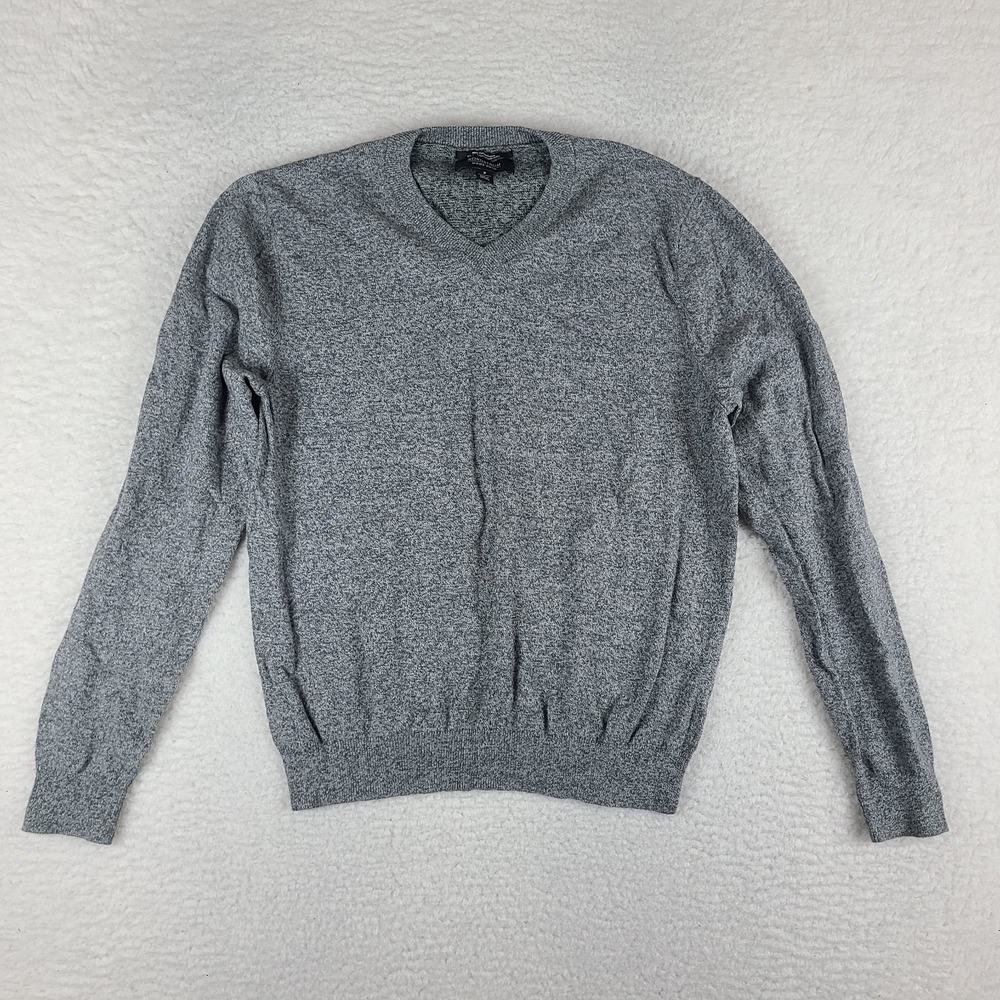 Nordstrom Mens Shop Sweater Mens Small Gray Cotton Cashmere‎ V Neck Sweatshirt